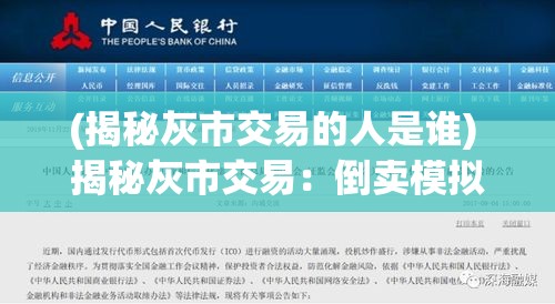 (揭秘灰市交易的人是谁) 揭秘灰市交易：倒卖模拟器的法律风险和道德争议，保护原创是关键